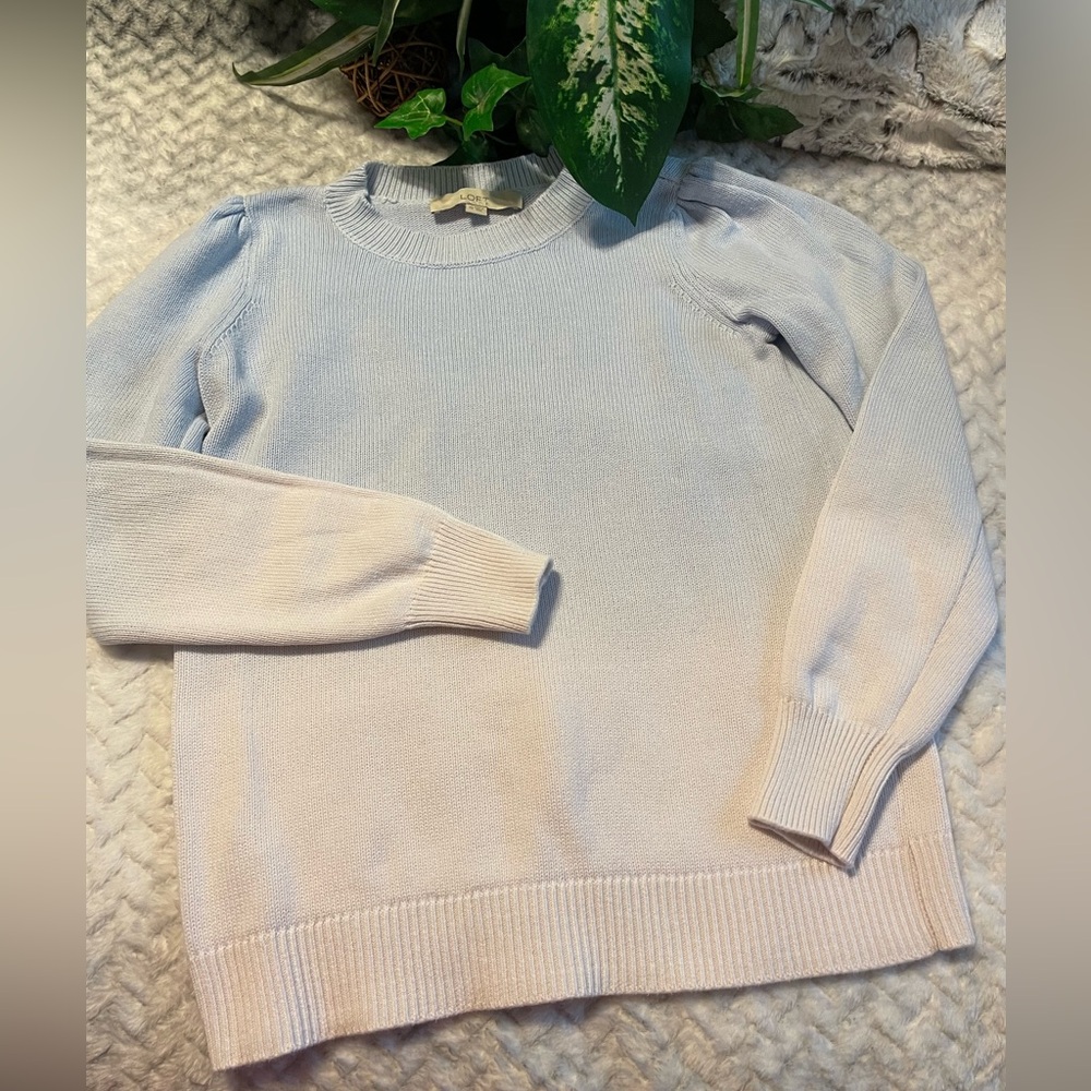 LOFT Ombre Sweater Sz:XS Blue Ivory Has Gathered Shoulders for a lil puff EUC